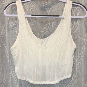Women's White Ribbed super crop tank